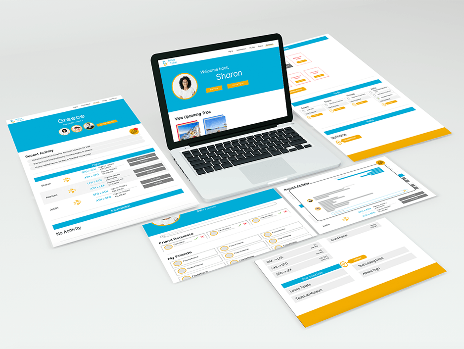 Web design for a social travel planning platform.