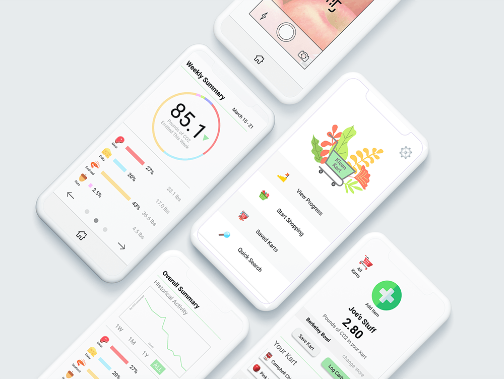 App design for a carbon foodprint tracking application.