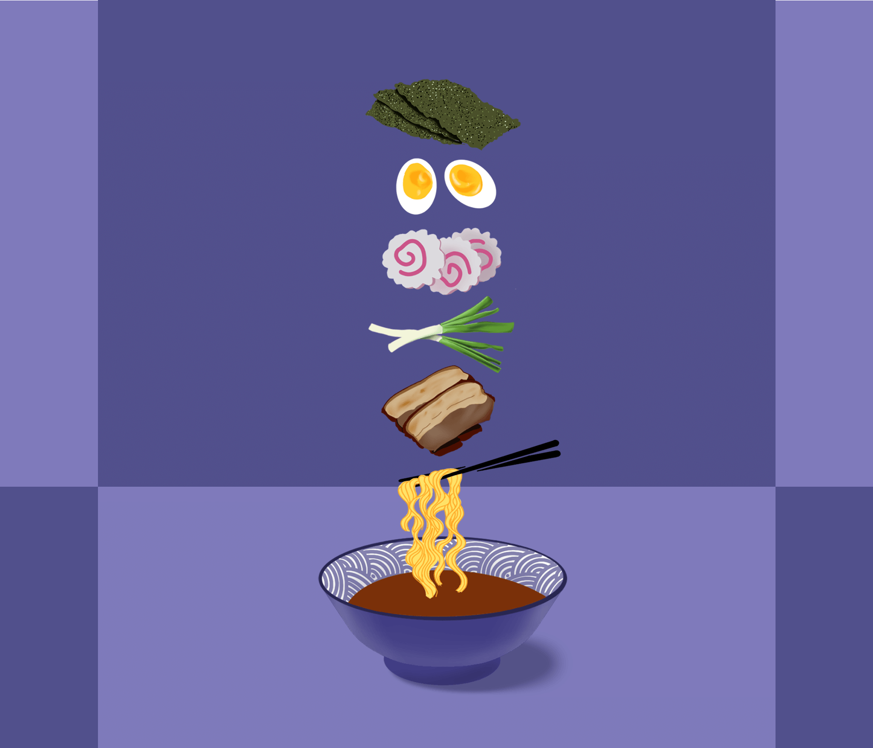 Graphic illustration of a ramen bowl.